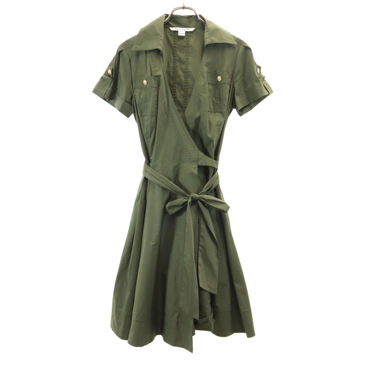 

DIANE VON FURSTENBERG Short sleeve Wrap one piece 4 khaki military Women Used