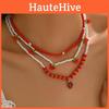 Strawberry Pearl Necklace Set With Handcrafted Faux Pearl Beads For Women Summer Fashion