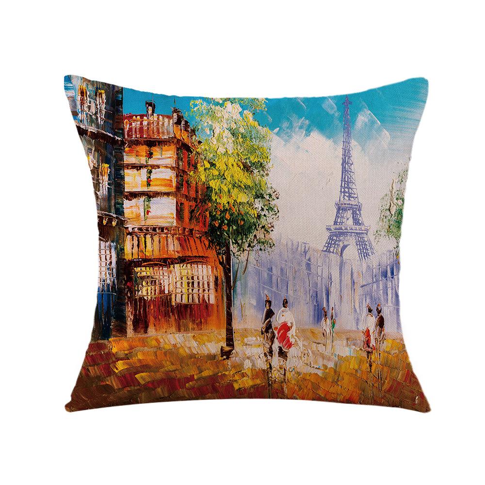 Valentine's Day Pillow Printed Landscape Character Linen Short Plush Pillow Case Home Decoration Pillow Case
