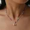 Colorful Beaded Letter Initial Necklace for Women Personalized Gold Color Alphabet Charm Handmade Boho Fashion Jewelry Gifts