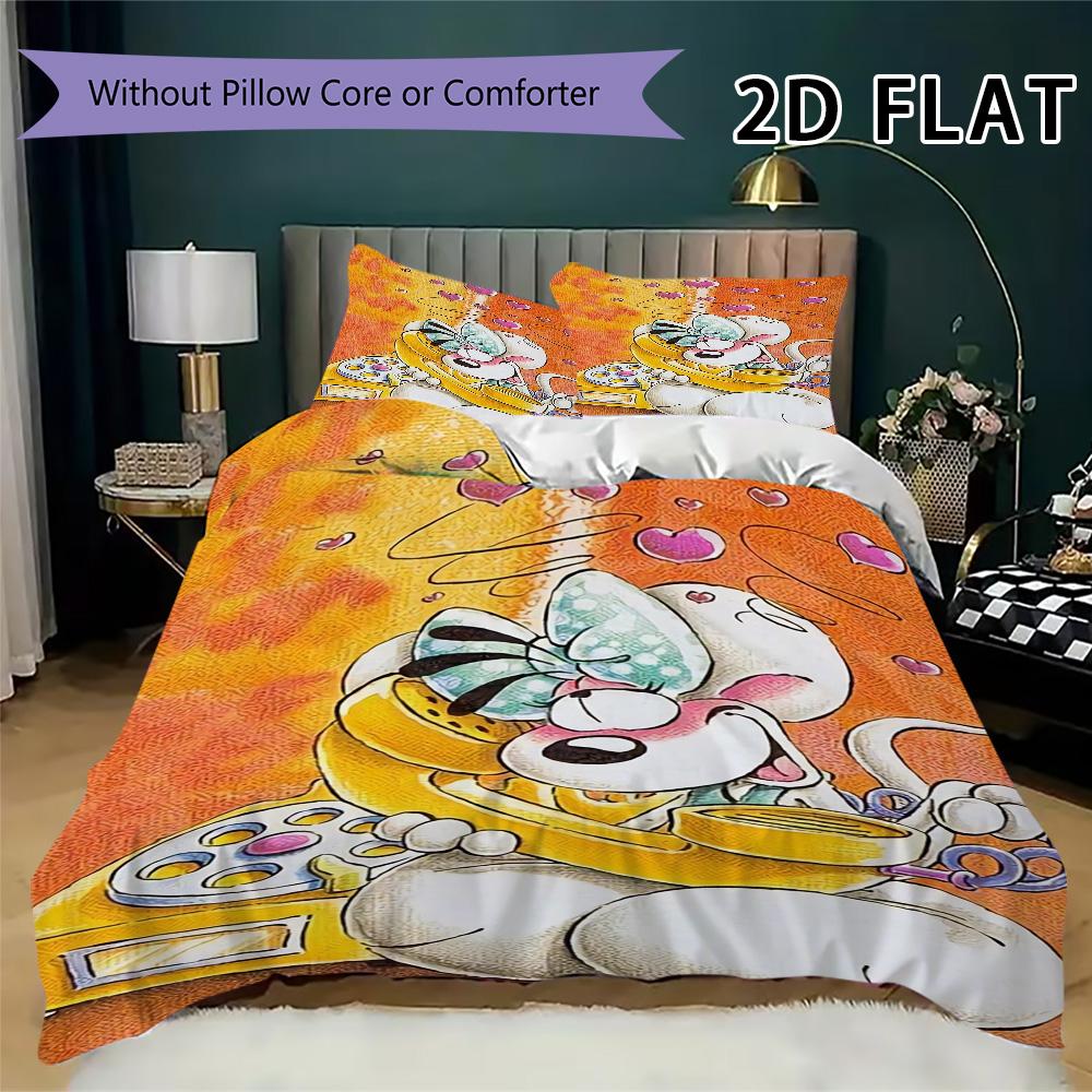 Diddl Pattern Bedding Uilt Set Uilt Cover Pillowcase Home Decoration Birthday Gift (1 * Duvet Cover + 2 * Pillowcase Without Core)