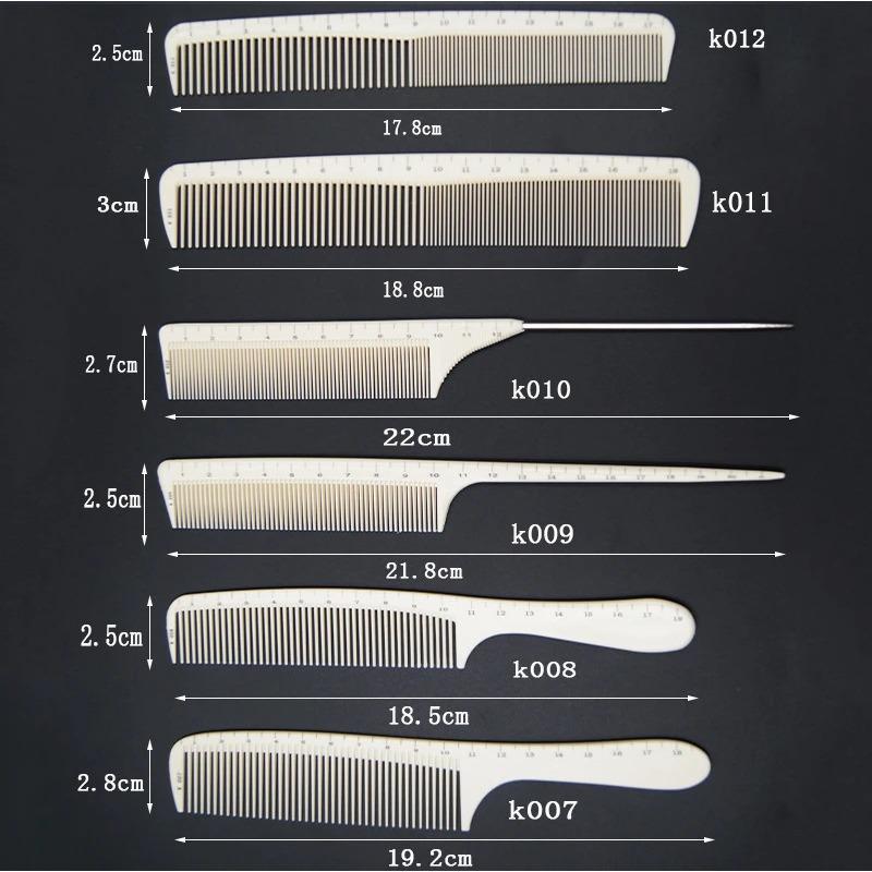 Professioneller Friseurkamm für Modedesigner-Haarschnittmarkierungen, Messlineal, Haarwerkzeuge, weißes Friseurzubehör