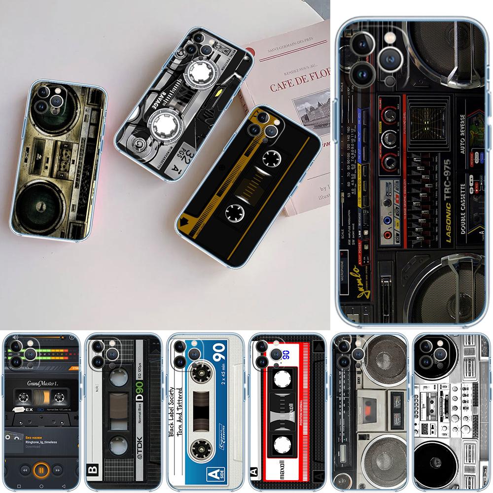 Cassette Vintage Boombox Tape Transparent Phone Case for Motorola Moto G7 G8 G9 G84 G85 G73 G24 G15 Z2 Play Power Plus