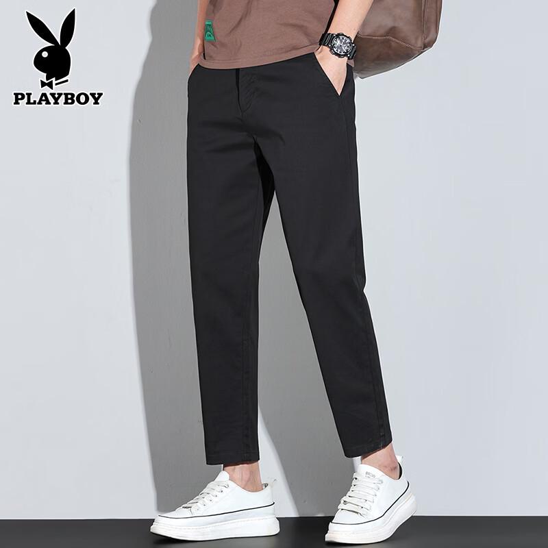 Playboy Men s Slim-Fit Straight-Leg Cropped Casual Pants 30