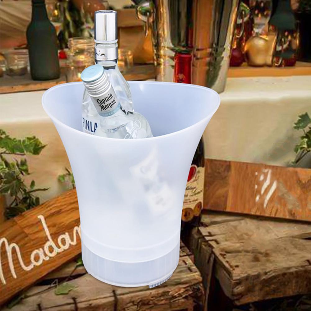5L Luminous Ice Bucket LED Beer Ice Bucket Waterproof Plastic Champagne Bucket for Night Party Bars Nightclub