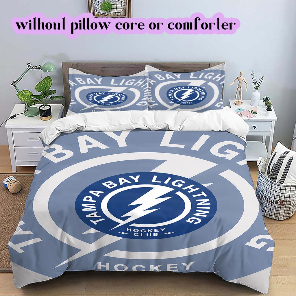 Ice Hockey Logo Pattern Bedding Quilt Set Quilt Cover Pillowcase Home Decoration Birthday Gift (1*duvet cover+ 2*pillowcase, without core)