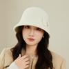 Elegant Bow Fisherman Hat Thickened Windproof Bucket Hat Solid Color Foldable Basin Caps