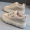 Women's Solid Color Sneakers, Casual Lace Up Outdoor Shoes, Comfortable Inner Heightening Shoes