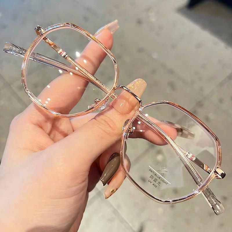 White Transparent Tea Ultra-Light Glasses Myopic Women Can Be Equipped With Degree Lenses Plain Face Versatile Big Face Thin Eye Frame