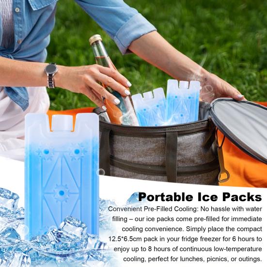 Ice Packs for Lunch Boxes Coolers Leak-Proof Quick Freeze Reusable Freezer Packs with Water Cold Up to 8 Hours Ice