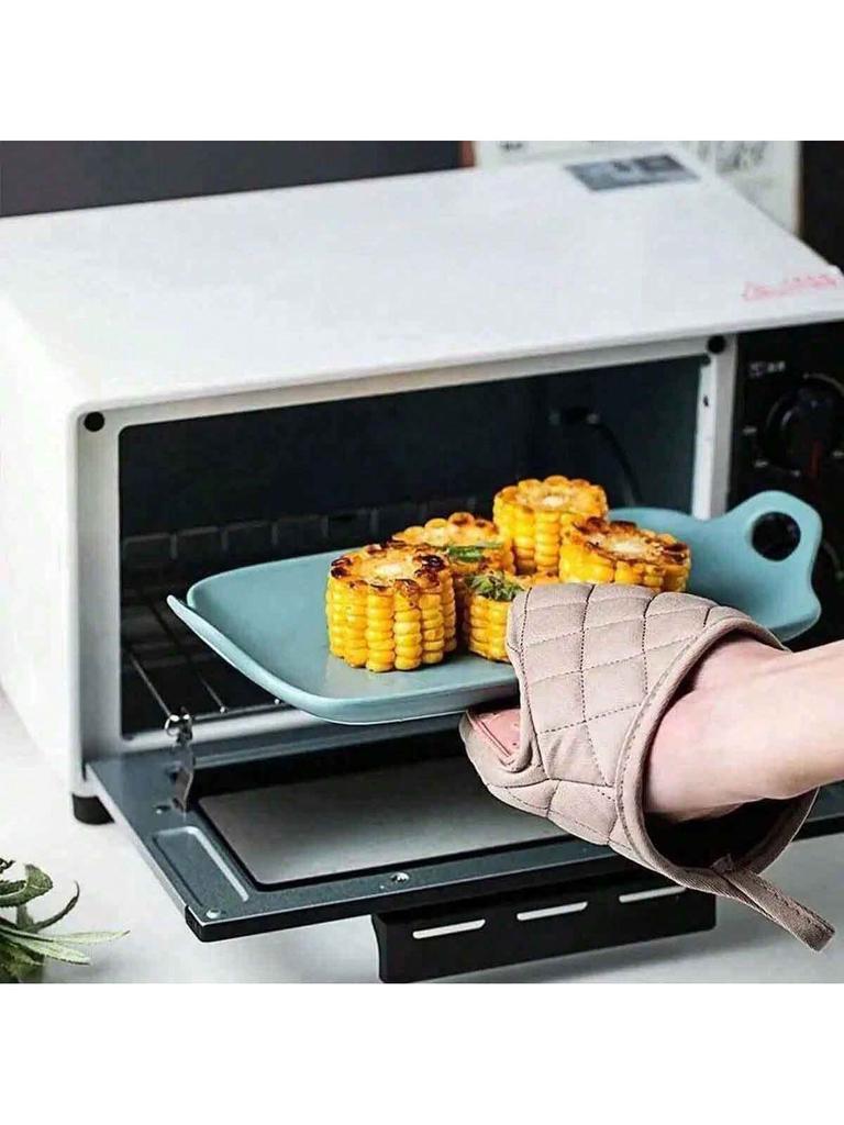 Hexagon Quilted Kitchen Gloves, 20.5cm Silicone Lined for Hot Pots & Pans, Foldable to 16.5cm for Storage, Heat Protective