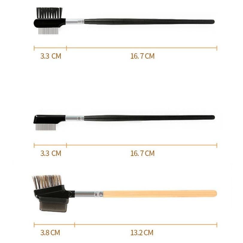 Double Ended Wood Handle Eyebrow Brush Eyelash Brush 2 In 1 Professional Makeup Brush