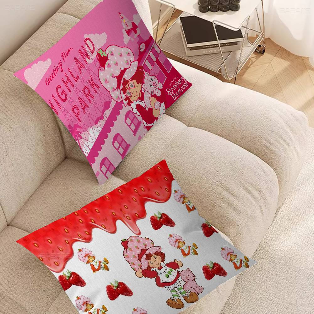 S-Strawberry Cartoon S-Shortcake Girl 45*45cm Cushion Cover Pillow Cover Decor Pillowcase Home Pillowcase For Couch Pillow
