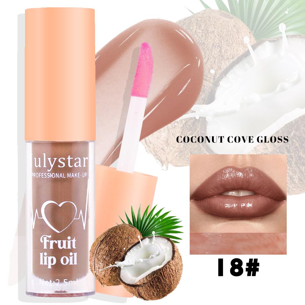 Julystar 20 Color Fruit Lip Gloss Pearlescent Dudu Lip Moisturizing and Moisturizing Mirror Water Light Temperature Changing Lip Oil