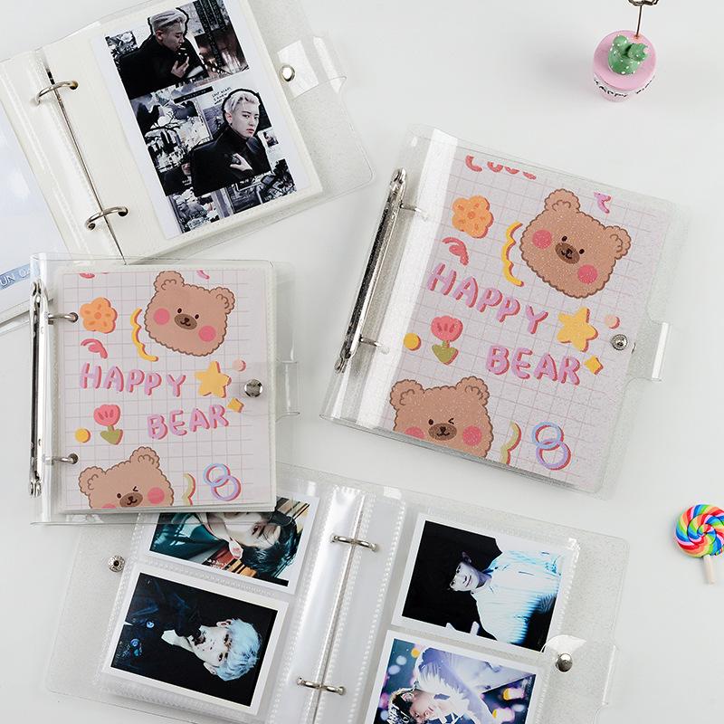 3 Inch Polaroid Photo Album Cute Bear Transparent Jewelry Small Card Collection Storage Book Mini Loose Leaf