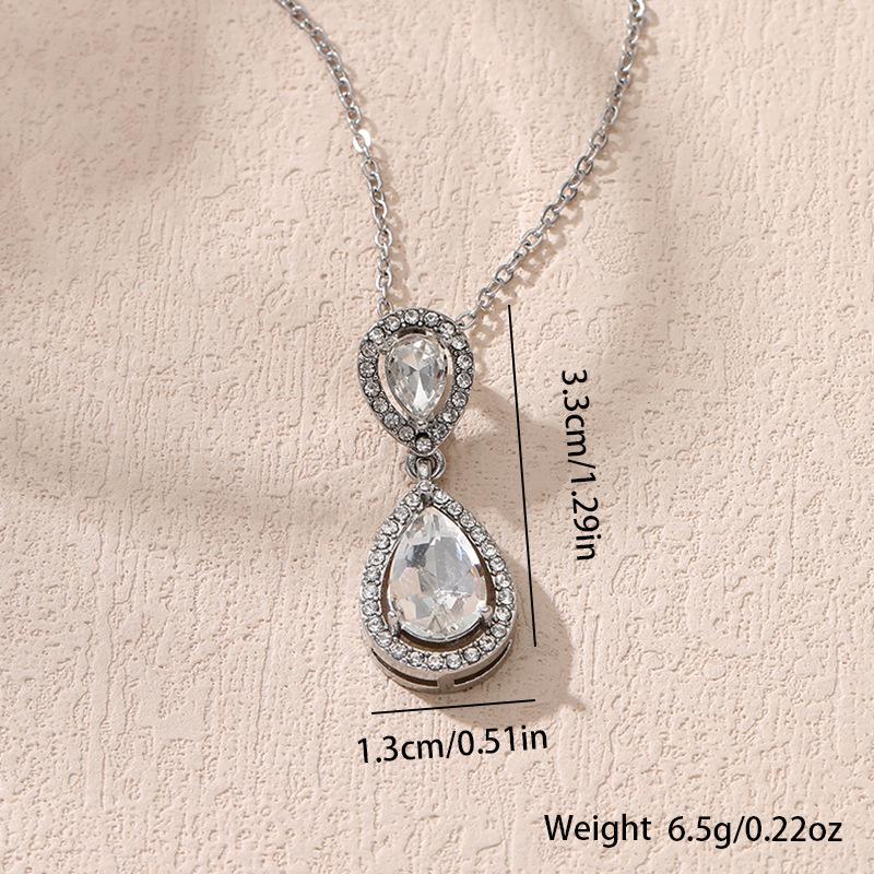 Water drop type diamond-encrusted chain necklace, high-end versatile women's necklace