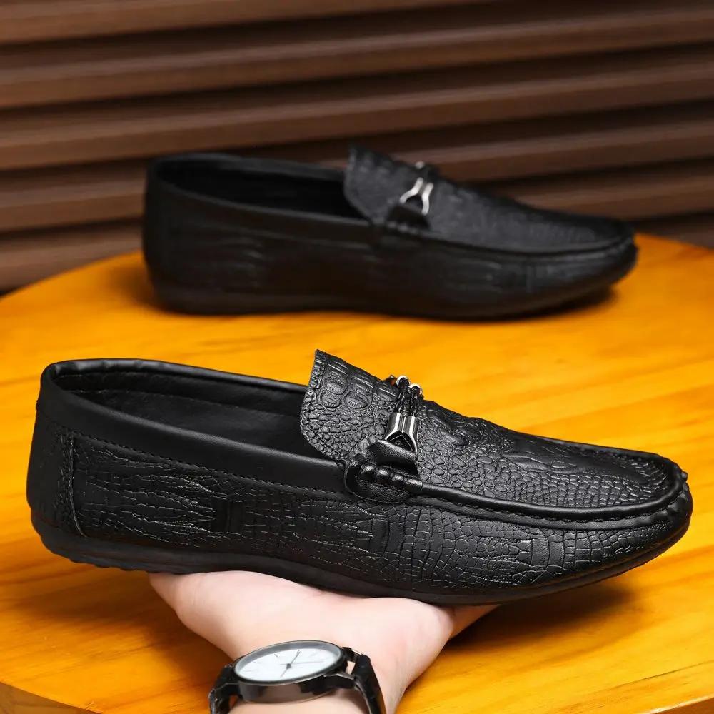 

Fashion Flat Black Round Toe Men s Leather Shoes Pu Slip-on Sale Low Price Elegant Social New In Promotion Comfortable Male Casual Shoe 44