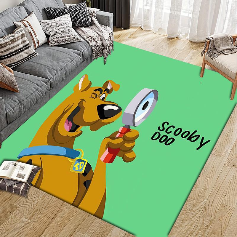 Scooby Flannel Pattern Square Carpet,Area Rug,Carpet Rug for Living Room Bedroom Sofa Playroom Decor,Non-slip Floor Mat