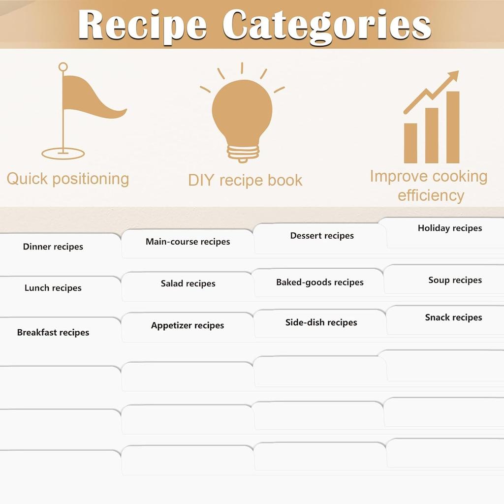 Recipe Dividers for 3 Ring Binder Set 9 3/4”×11” Black and Pre-Printed Recipe Binder Dividers Recipe Organizer Personalized Family Recipe Binder