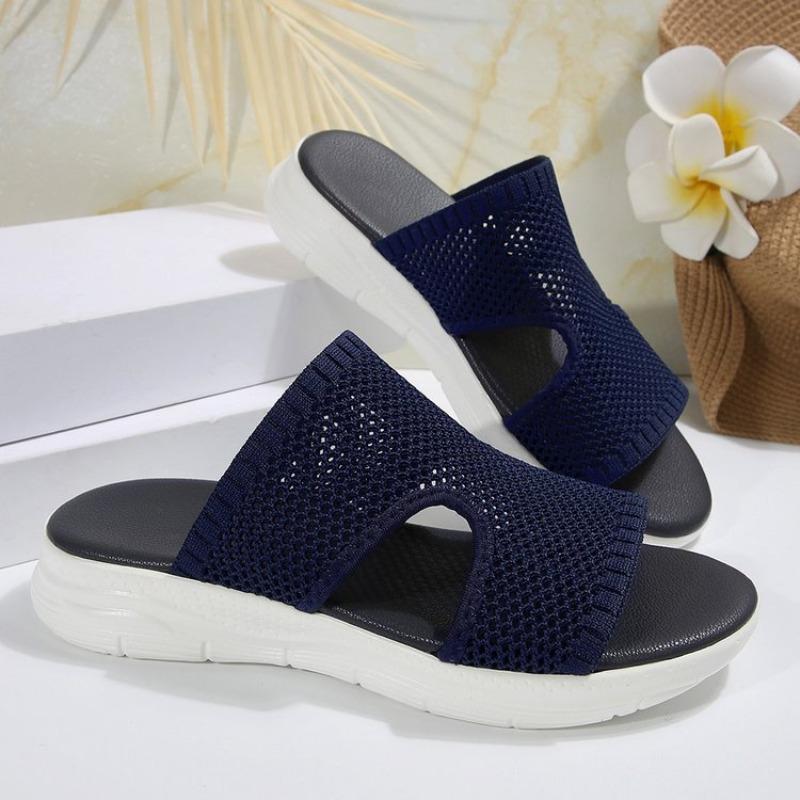 Women Thick Sole Mesh Hollow Breathable Wedge Mule Slides