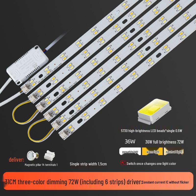 Three-Color LED Strip Light Panel for Living Room Ceiling
