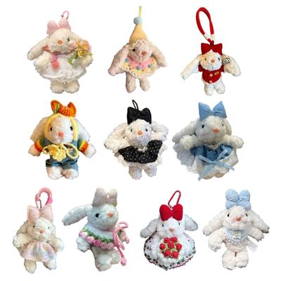  Porte-clés Lapin en Peluche Adorable Ornement de Poupée Douce Ornement de Sac Pendentif Suspendu Texture Peluche pour Fille Cadeau d'Anniversaire