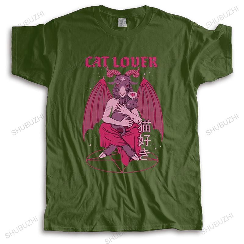 Funny Baphomet Cat Lover Evil T Shirt Unisex Cotton Tee Tops Lucifer Demon Goat Tshirt Short Sleeve Summer Tshirt Clothing