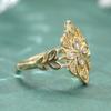 Exquisite Inlaid White CZ Women's Ring Dazzling Gold Color Hand Carving Daily Wear Party Jewelry Anniversary Gift