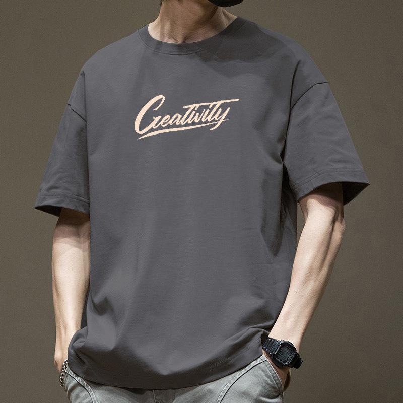 

Cotton Short Sleeved T-shirt Men s Summer Trendy Brand Versatile Ins Loose Couple Round Neck T-shirt Top No Gender Base Shirt 3XL