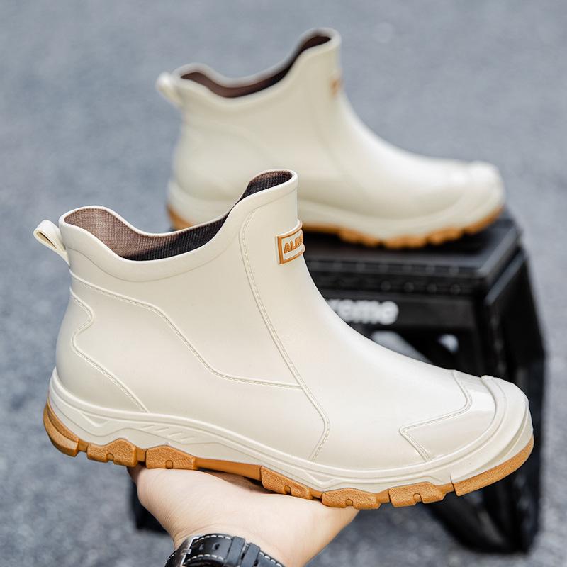 

Korean version of men s low-top rain boots short rain shoes men s fashion galoshes kitchen water boots fishing rubber shoes water shoes summer 39 чорний