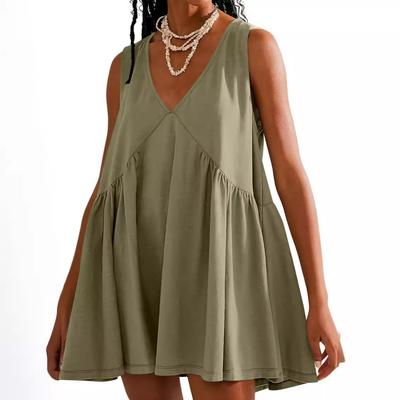 Casual Sports V-neck Loose Vest Dress