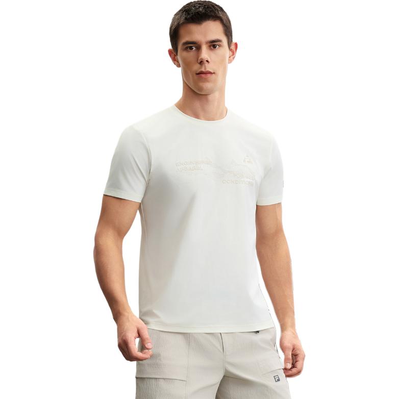 FILA Explorer Outdoor Sports Simple Knit Crew Neck Short Sleeve T-Shirt Men Tops Snow-White A11M527123F-WT