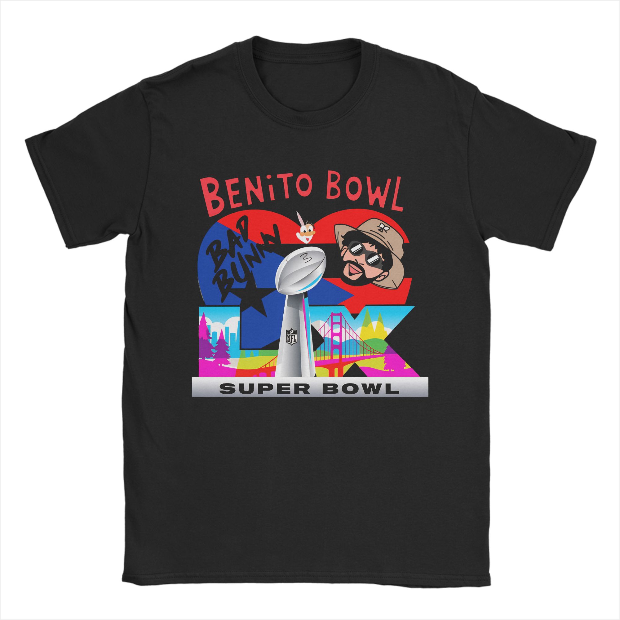 

Bad Bunny Super Bowl LX 2026 Graphic Tshirt Cotton unisex Short Sleeve Loose shirt Y2k Hip Hop fashion Summer New Unisex streetwear S