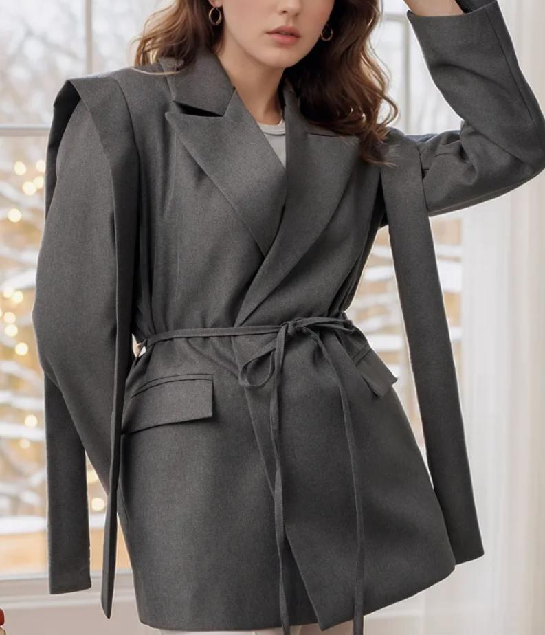 

Весенняя модная куртка с большим лацканом, свободного кроя и с приталенной талией, короткий пиджак для женщин XS