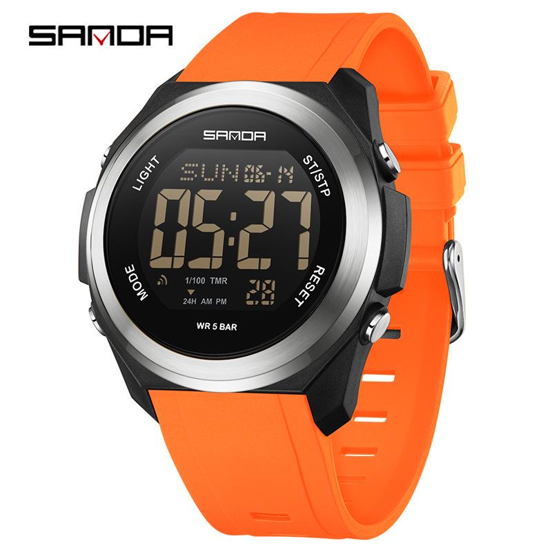 SANDA Bestseller Korean-Style Men s Waterproof Sports Watch with Seven-Color Light & Multifunction Display