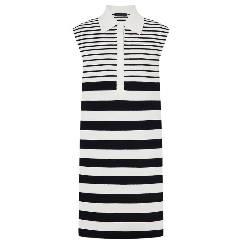 MO&Co. Linen Blend Striped Polo Neck Sleeveless A-Line Dress