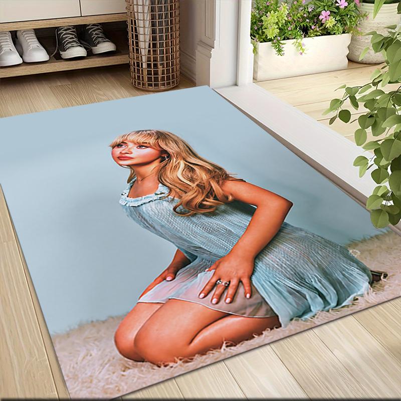 Blonde Blue Dress Carpet Rug Soft Washable Antislip Home Living Room Sofa Mats Personalized Christmas Rug