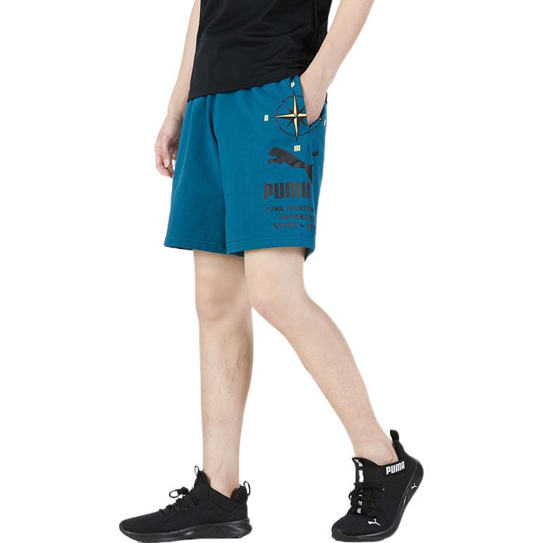 Puma Logo Print Elastic Waist Letter Casual Shorts Men shorts Blue 536943-44