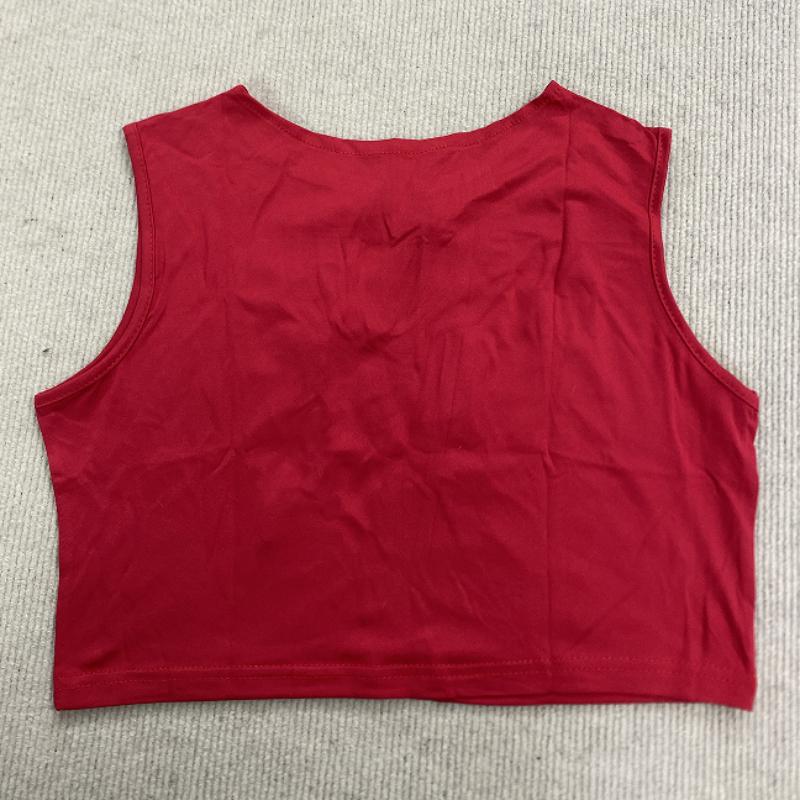 Y2K ausgeschnitten rot personalisiert digital bedruckt ärmellos Sport Damen Weste