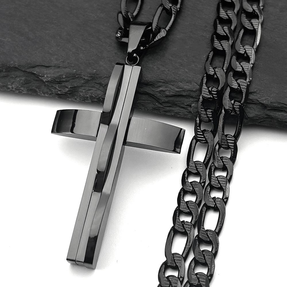 Hip Hop Cross Pendant Necklace for Men Stainless Steel Silver Color Faith Chain Necklaces Christmas Gift Jewelry colar masculino