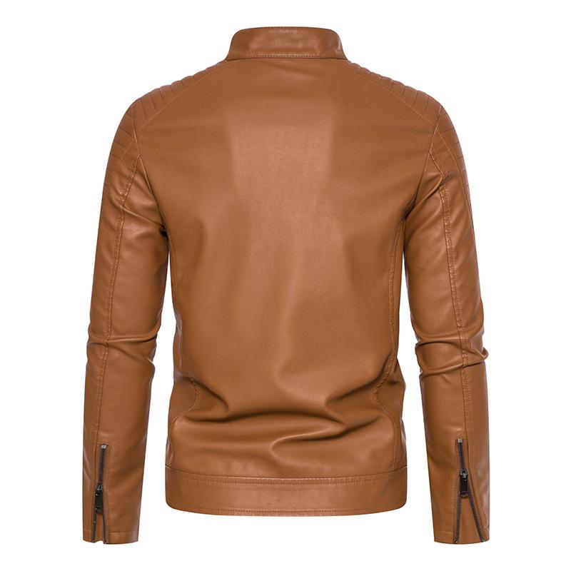 Pu leather jacket men's spring and autumn trend American high street color matching baseball jersey ins ruffian handsome Hong Kong style loose jacket