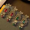 French Court Style Heavy Industry High-end Temperament Micro Inlaid Colorful Zircon Water Droplet Earrings Banquets Fashionable