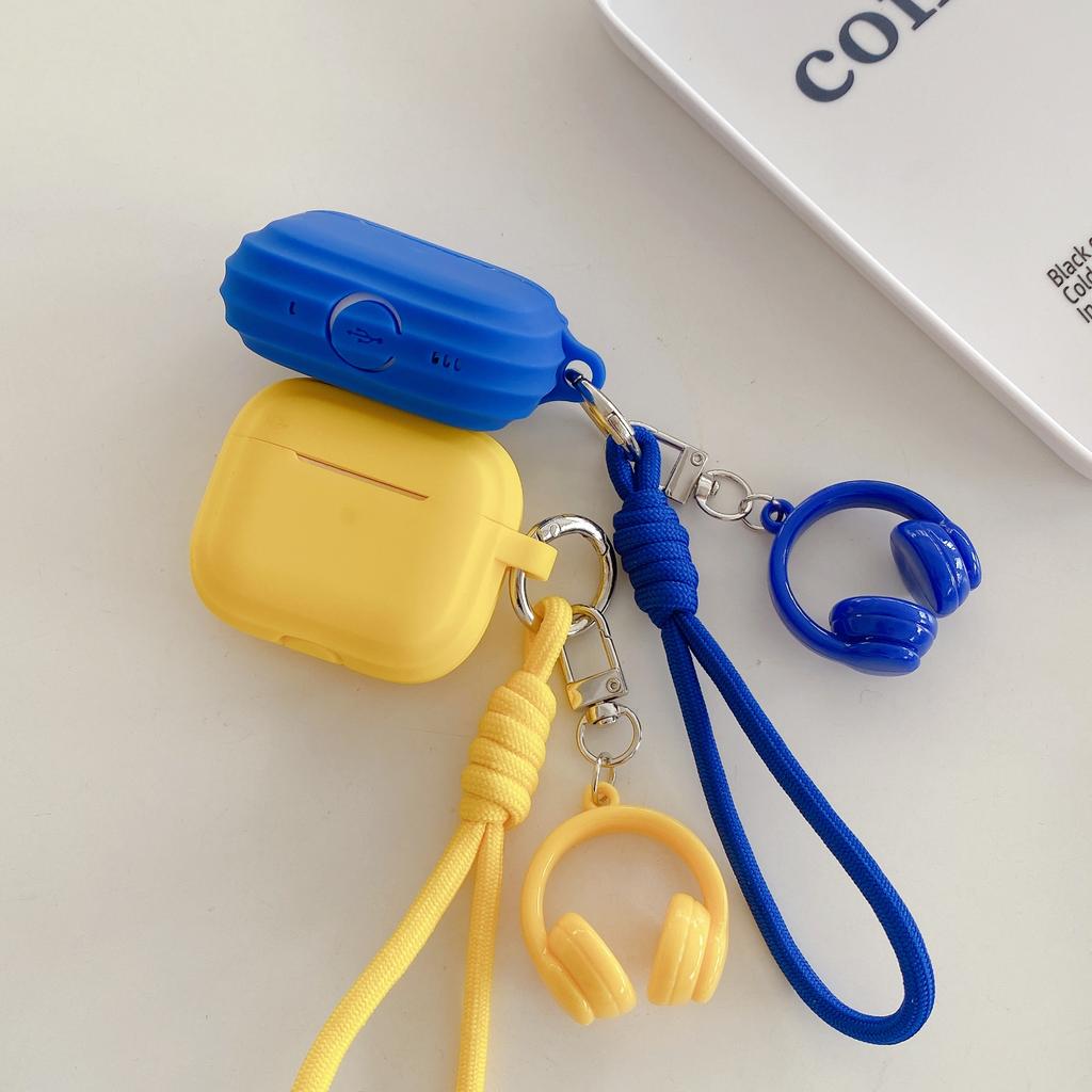 Solid Color Soft Case for Apple Airpods 1 2 3 4 Pro 2 3 Wireless Earphone Cover Wrist Strap Cute Headphone Pendant Charging Box