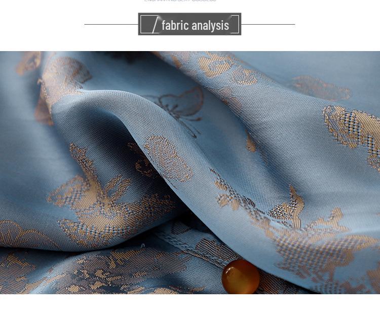 Neues Rayon Chinesisches Jacquard Sommerhemd im Nationalen Stil mit schrägem Knopfleisten