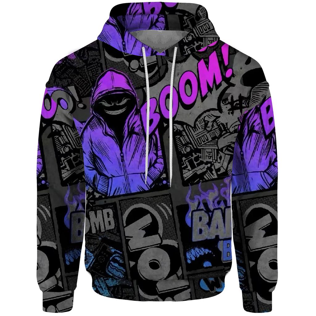 Herbst Herren Neue Mode Hoodie 3D Gedrucktes Comic-Muster Hip Hop Lässig Komfort Multifunktionales Herren Pullover Sweatshirt