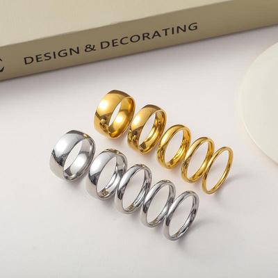 Bague Unisexe Classique en Acier Inoxydable Poli, Design Simple, Taille Américaine Standard