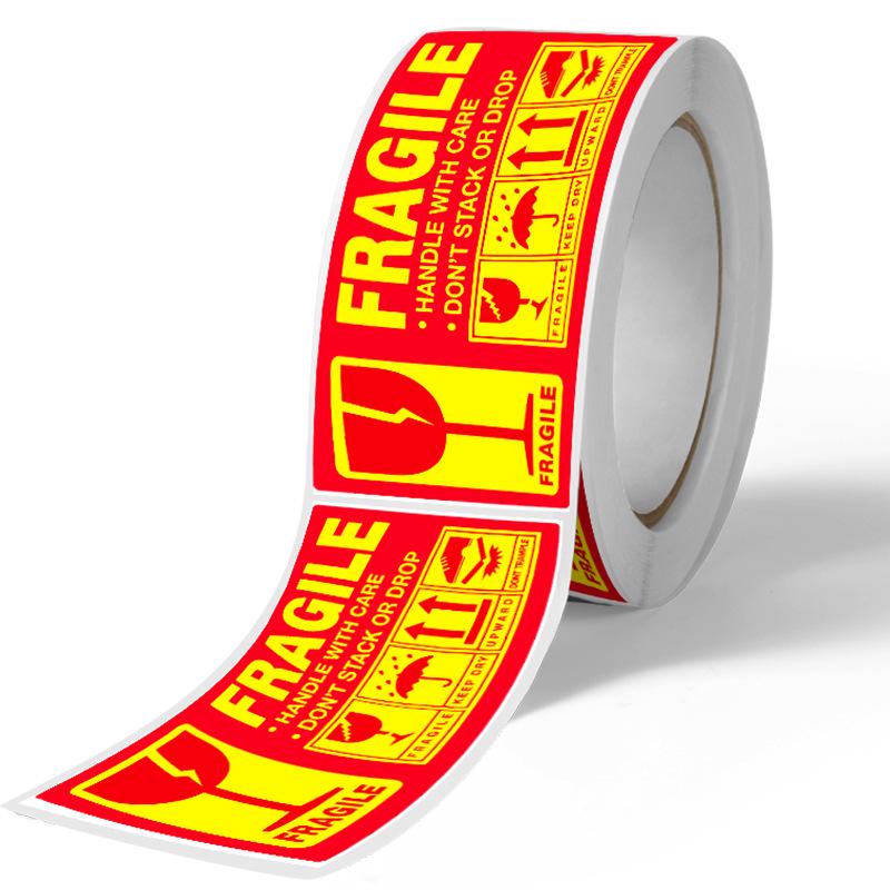 250 samoprzylepnych naklejek „Ostrożnie” - Traktować ostrożnie/Nie otwierać - Angielskie etykiety ostrzegawcze w stylu miedziorytu