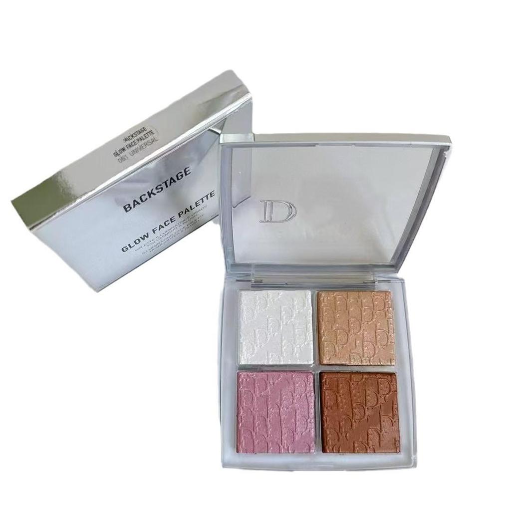 Four-Color Highlight & Contour Palette - Matte, Brightening, Glitter Finish for Eyes and Nose