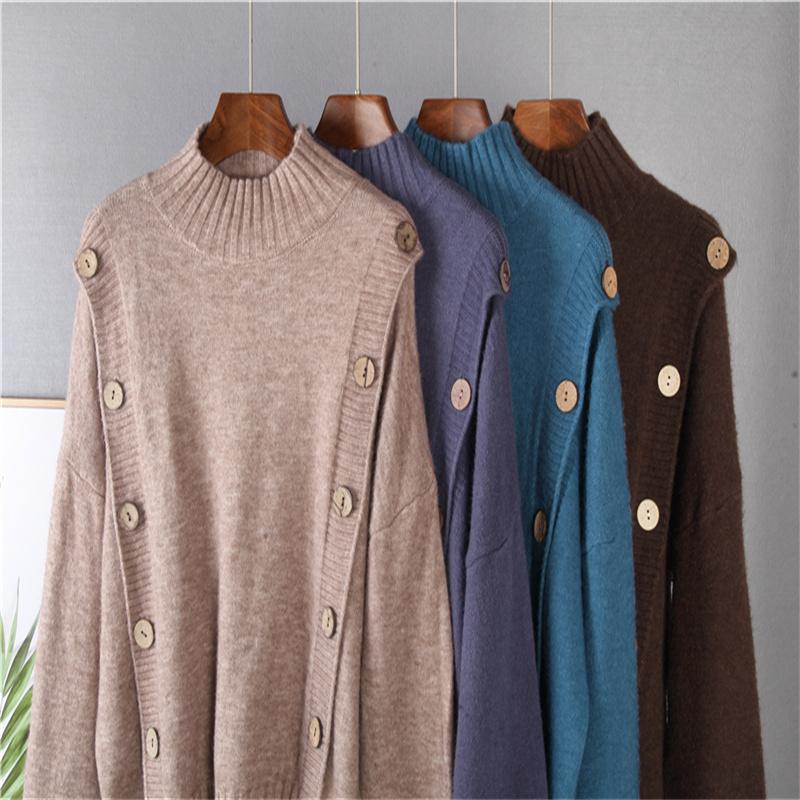 Hirsionsan Ležérní měkká pletená souprava Dámské 2021 Podzim Zima Svetr & Mrkvové kalhoty 2 kusy Dámský outfit Tepláky Haremové kalhoty