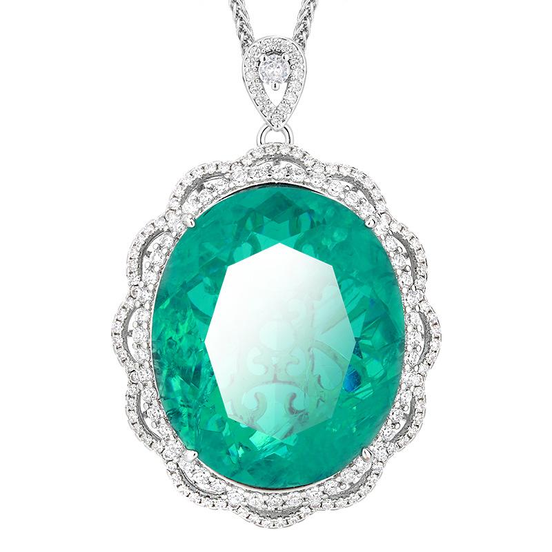 Jewelry Simulation Emerald Big Egg Retro Pendant Necklace Main Stone 25 * 30